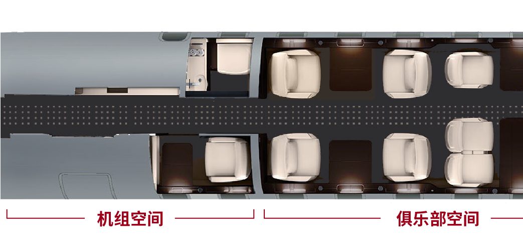 維思達公務機環球7500全球首架內設四個生活空間的公務機